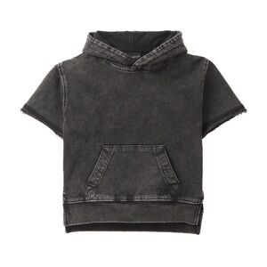 Little Bipsy Acid Wash Short Sleeve Hoodie Black